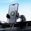 Тримач HOCO Crown push-type wireless charging car holder (center console) HW32 |4.5-7", 15W| black