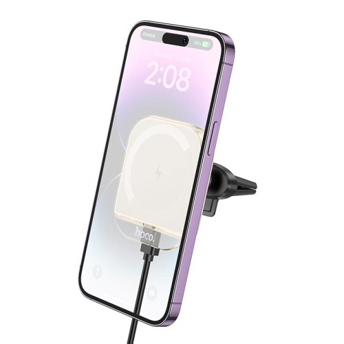 Тримач HOCO Crystal magnetic wireless fast charging car holder HW17 (air outlet) |15W| white