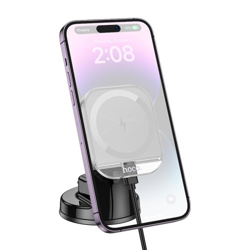 Тримач HOCO Crystal magnetic wireless fast charging car holder HW18 (center console) |15W| purple
