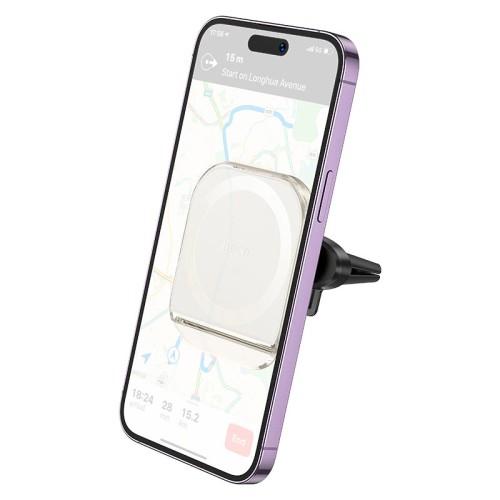 Тримач HOCO Crystal ring magnetic car holder H42 (air outlet) white