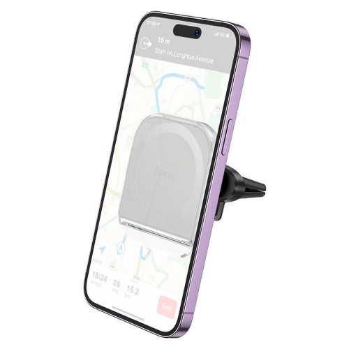 Тримач HOCO Crystal ring magnetic car holder H42 (air outlet) white