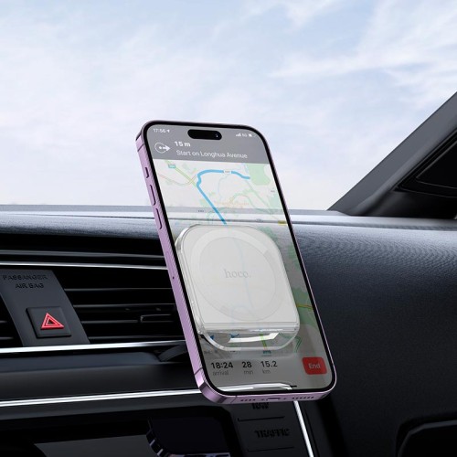Тримач HOCO Crystal ring magnetic car holder H42 (air outlet) white