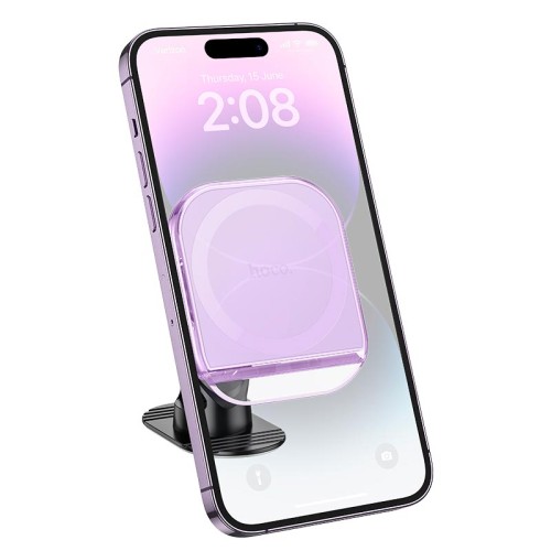 Тримач HOCO Crystal ring magnetic car holder H43 (center console) purple