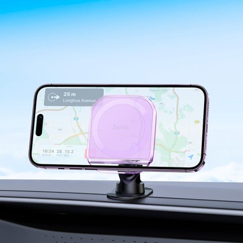 Тримач HOCO Crystal ring magnetic car holder H43 (center console) purple