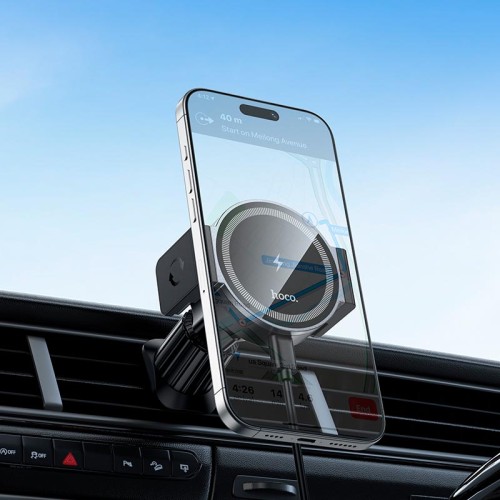Тримач HOCO Power electric magnetic wireless fast charging car holder (air outlet) HW35 |15W| black