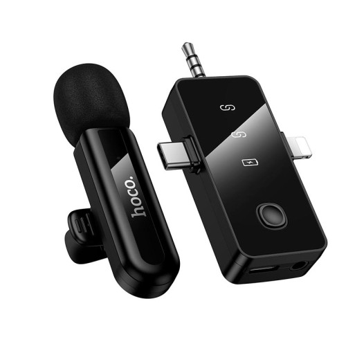 Мікрофон HOCO Fair wireless microphone L20B (iP/Type-C/3.5) |ENC, 2.4G| black