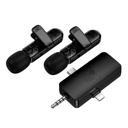 Мікрофон HOCO Fair dual-mic wireless microphone L20C (iP/Type-C/3.5) |ENC, 2.4G| black
