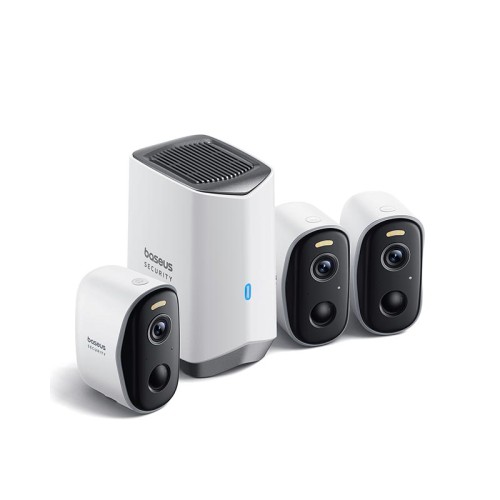 Камера відеоспостереження Baseus Security N1 Outdoor Camera 2k 3-Cam Kit |145°, 16Gb eMMC (16TB Max), Color Night vision, IP67| white