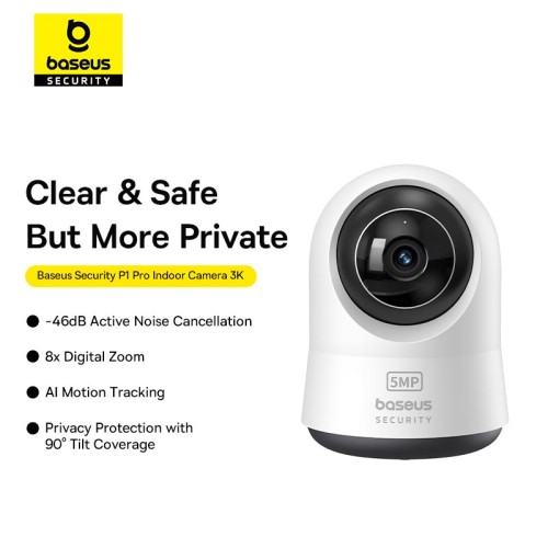 Камера відеоспостереження Baseus Security P1 Pro Indoor Camera 3k (Adapter not Included) |8x Zoom, 5MP, 3K| white
