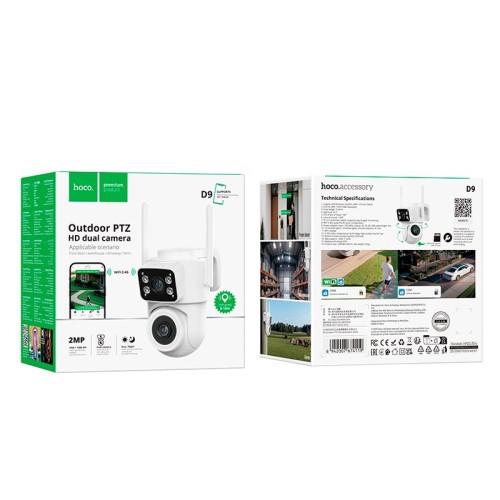 Камера відеоспостереження HOCO D9 outdoor PTZ HD camera |Full HD 2MP, WiFi 2.4G, IP65| white