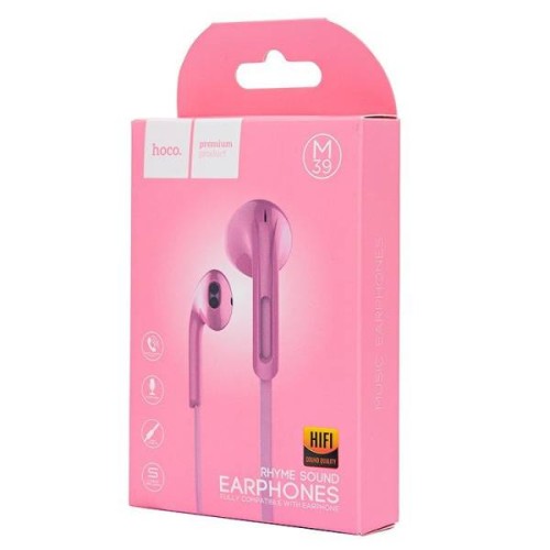 Навушники HOCO Rhyme with mic M39 pink
