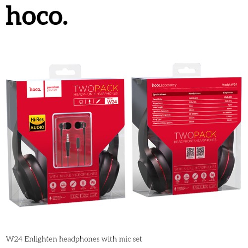 Пара навушників Накладні і вставні HOCO Enlighten W24 black-purple