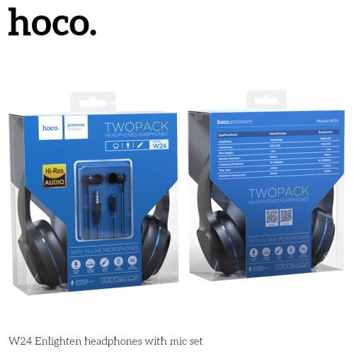 Пара навушників Накладні і вставні HOCO Enlighten W24 black-purple
