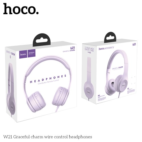 Навушники HOCO with mic Graceful Charm W21 grey