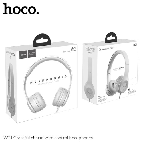 Навушники HOCO with mic Graceful Charm W21 grey