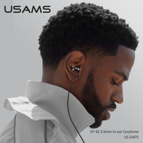 Hавушники USAMS 3.5mm In-ear Earphone  1.2m EP-42 US-SJ475 black