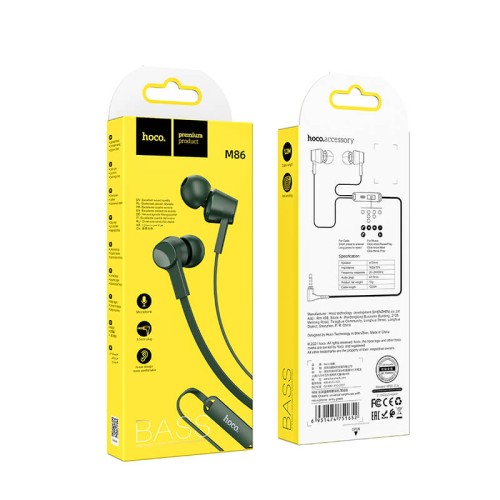 Навушники HOCO Oceanic universal earphones with mic M86 black
