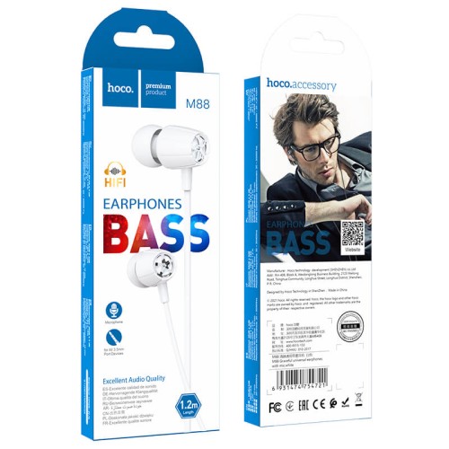 Навушники HOCO Graceful universal earphones with mic M88 black