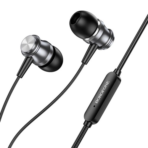Навушники BOROFONE Platinum metal universal earphones with microphone BM75 |1.2m, Hi-Fi| silver
