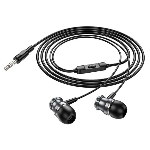 Навушники BOROFONE Platinum metal universal earphones with microphone BM75 |1.2m, Hi-Fi| silver