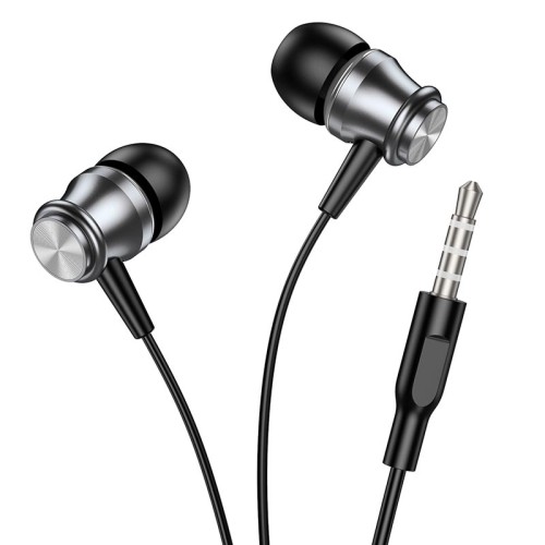 Навушники BOROFONE Platinum metal universal earphones with microphone BM75 |1.2m, Hi-Fi| silver