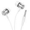 Навушники BOROFONE Platinum metal universal earphones with microphone BM75 |1.2m, Hi-Fi| silver