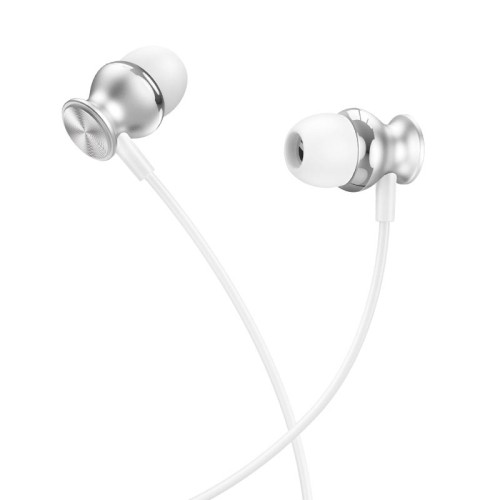 Навушники HOCO Fountain metal universal earphones with microphone M106 silver