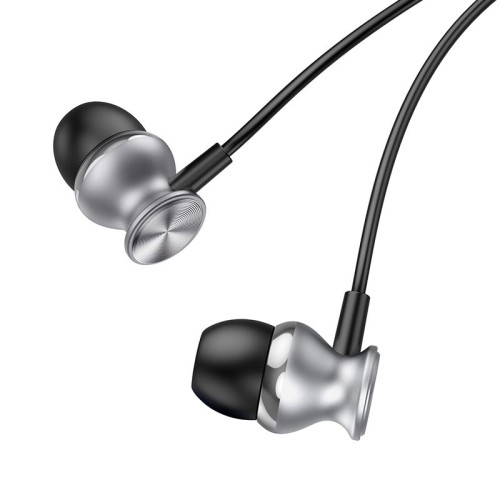 Навушники HOCO Fountain metal universal earphones with microphone M106 silver