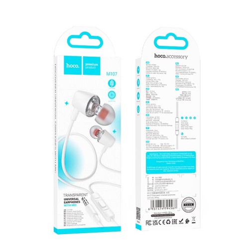 Навушники HOCO Discoverer universal earphones with mic M107 purple