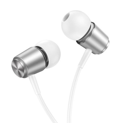 Навушники HOCO Spring metal universal earphones with mic M108 metal-grey