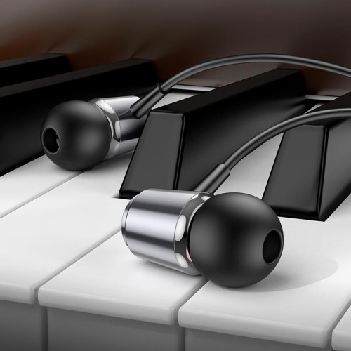 Навушники HOCO Spring metal universal earphones with mic M108 metal-grey
