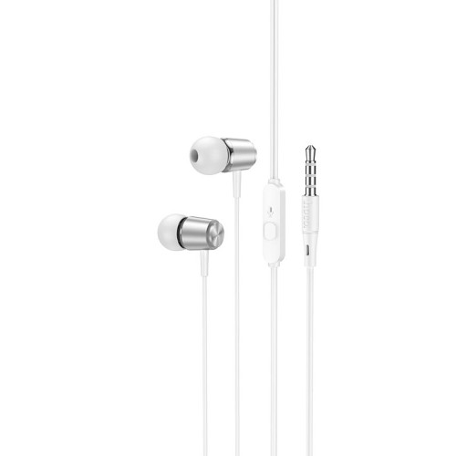 Навушники HOCO Spring metal universal earphones with mic M108 silver
