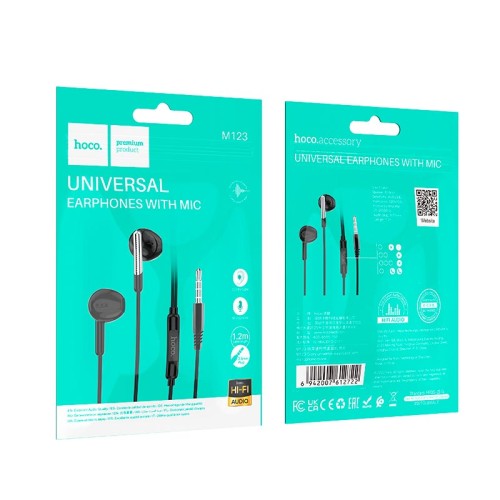 Навушники HOCO Glory universal earphones with microphone M123 black