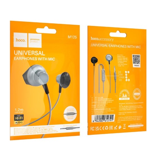 Навушники HOCO Smart metal universal earphones with microphone M125 black