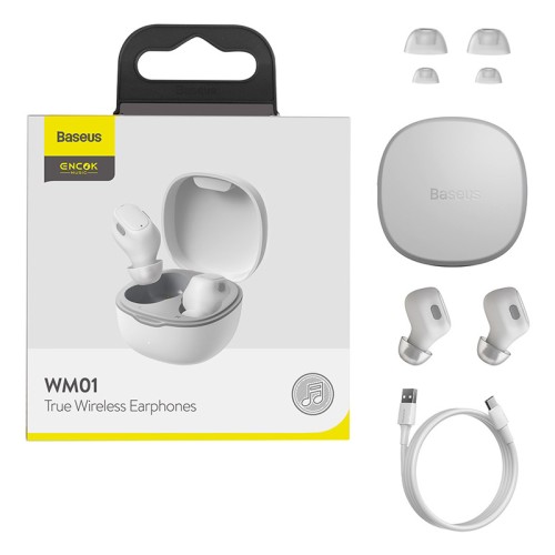 Навушники BLUETOOTH BASEUS Encok True Wireless Earphones WM01 |5Hours, BT5.0, 40mAh/300mAh| (NGWM01-06) green