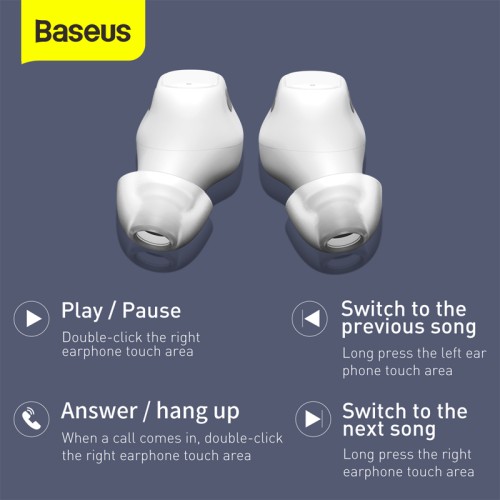 Навушники BLUETOOTH BASEUS Encok True Wireless Earphones WM01 |5Hours, BT5.0, 40mAh/300mAh| (NGWM01-06) green