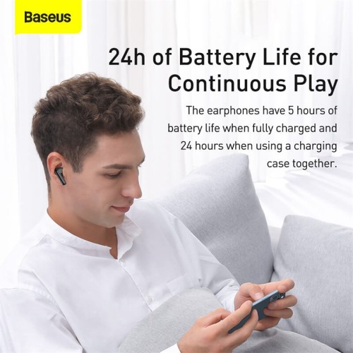 Навушники Bluetooth BASEUS SIMU ANC True Wireless Earphone S1 |BT5.1, 40/380mAh, 4.5/24Hours| (NGS1-02) white