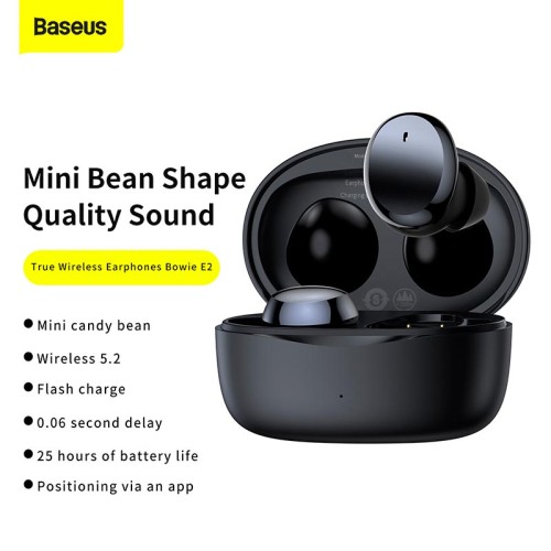 Навушники Baseus True Wireless Earphones Bowie E2 |BT5.2, 40/300mAh, 5H, Location, OTA| (NGTW090001) black