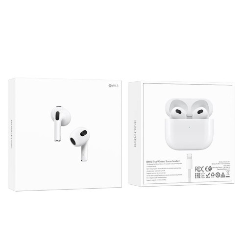 Навушники BOROFONE True wireless stereo headset BW13 |BT5.1, 30/300mAh, 4hours| white