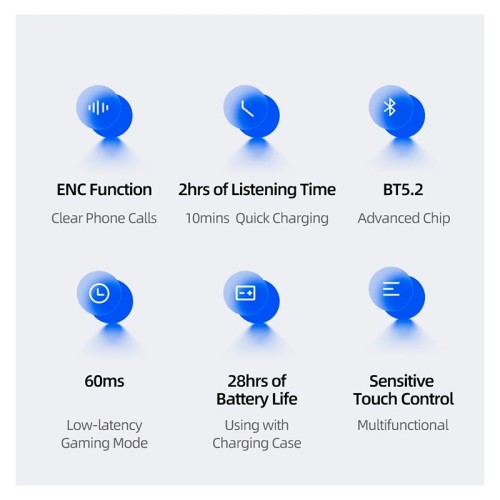 Навушники Bluetooth USAMS TWS NX10 |BT5.2, 35/320mAh, 5h| black