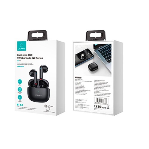 Навушники Bluetooth USAMS TWS NX10 |BT5.2, 35/320mAh, 5h| black
