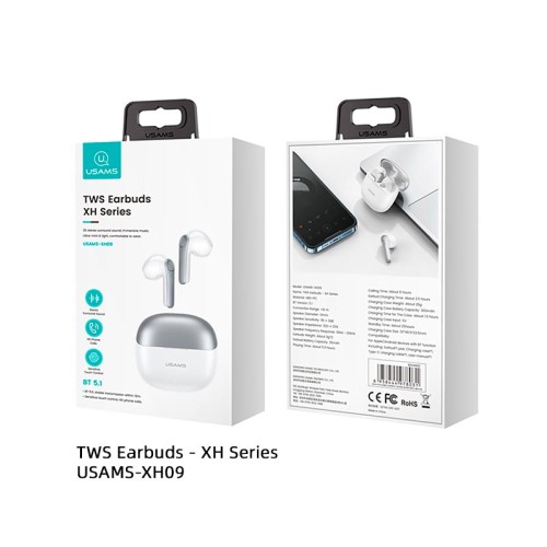 Навушники Bluetooth USAMS TWS Earbuds XH09 |BT5.1, 35/300mAh, 5.5h| blue