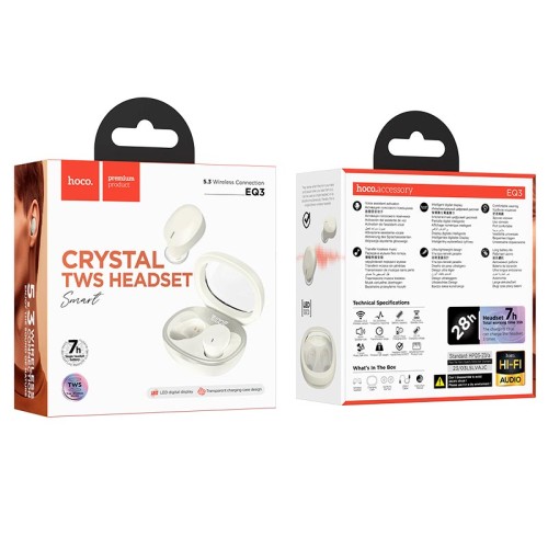 Навушники HOCO Smart true wireless BT headset EQ3 |BT5.3, 300mAh, 7h| white