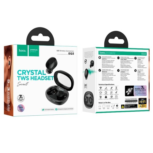 Навушники HOCO Smart true wireless BT headset EQ3 |BT5.3, 300mAh, 7h| Milky white
