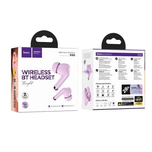 Навушники HOCO EQ2 Thought true wireless BT headset |BT5.3, 320mAh, 7h| purple