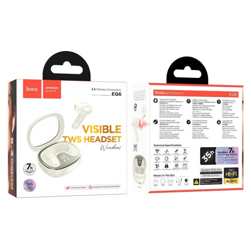 Навушники HOCO Shadow true wireless BT headset EQ6 |BT5.3, 40/320mAh, 7h| black