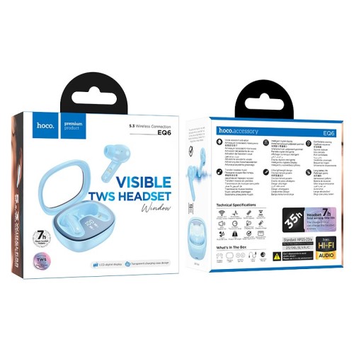 Навушники HOCO Shadow true wireless BT headset EQ6 |BT5.3, 40/320mAh, 7h| purple