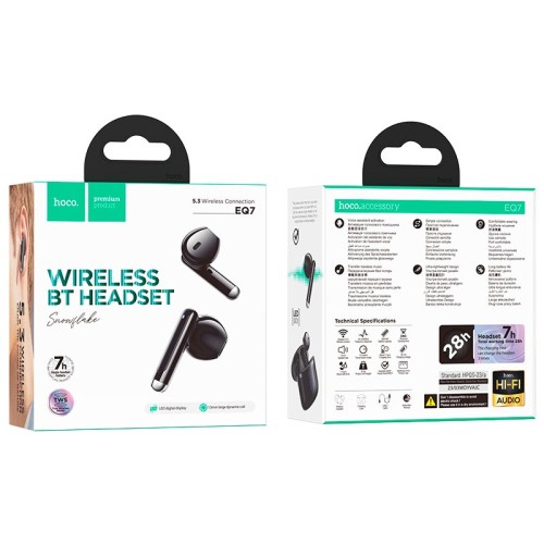 Навушники HOCO Snowflake true wireless BT headset EQ7 |BT5.3, 40/300mAh, 7h| blue