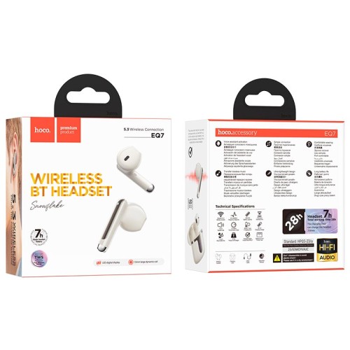 Навушники HOCO Snowflake true wireless BT headset EQ7 |BT5.3, 40/300mAh, 7h| blue
