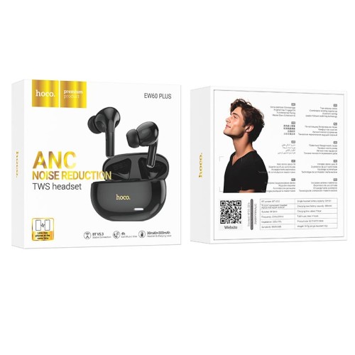 Навушники HOCO Norman true wireless ANC BT headset EW60 Plus |BT5.3, 30/300mAh, 4h| white